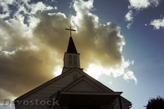 Devostock Church Steeple Sunset Clouds