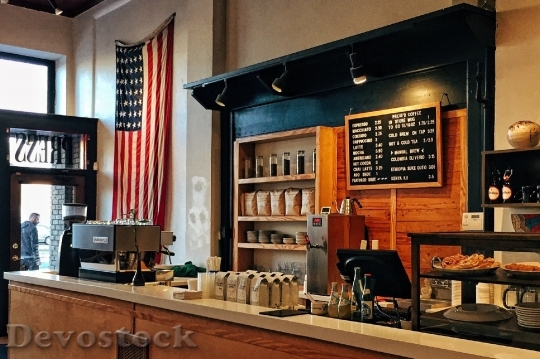 Devostock Coffee Shop American Flag