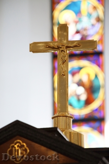 Devostock Cross Crucifix Altar Stained