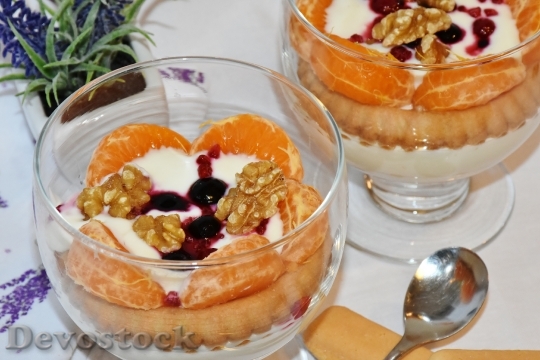 Devostock Dessert Yogurt Fruit Tangerines