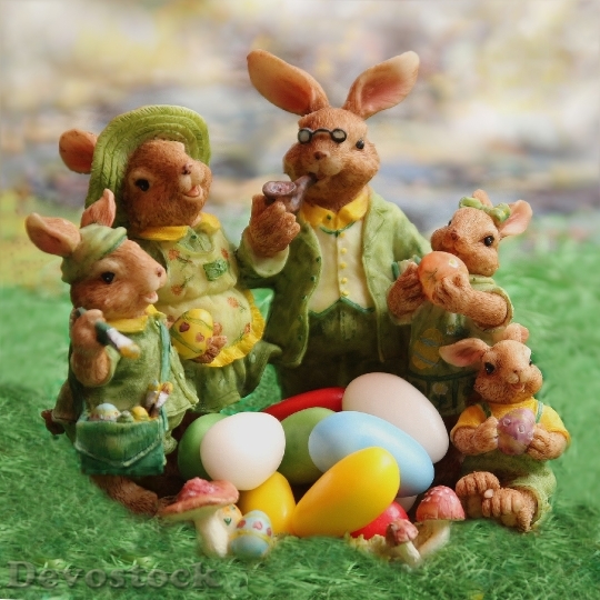 Devostock Easter Easter Bunny Family