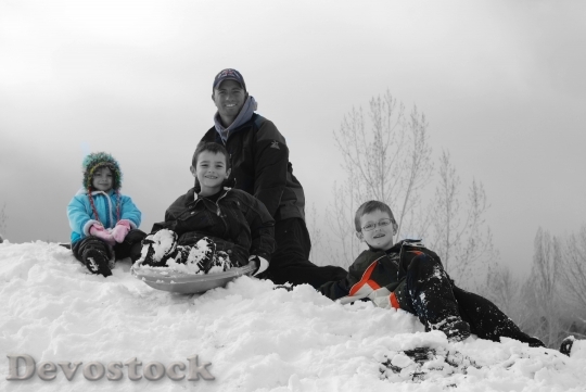 Devostock Family Fun Snow Sledding