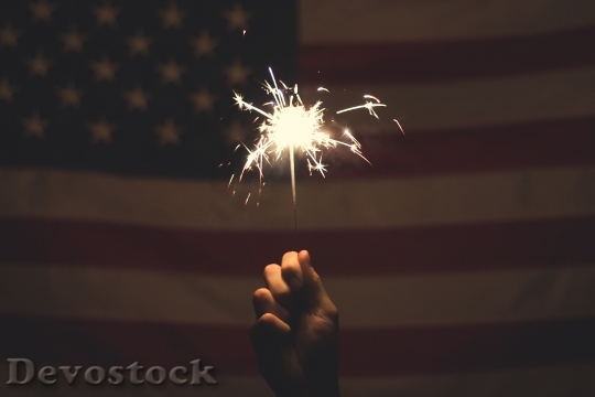 Devostock Firecracker American Flag July