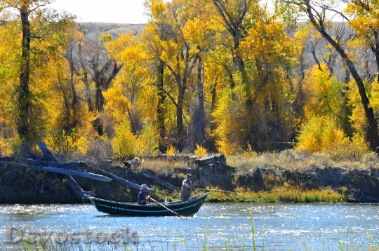 Devostock Fishing Boat Autumn Fall