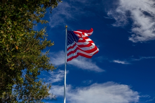 Devostock Flag Blue Sky American