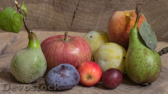 Devostock Fruit Grapes Apple Plums 0