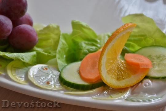 Devostock Fruit Grapes Oranges Cucumber