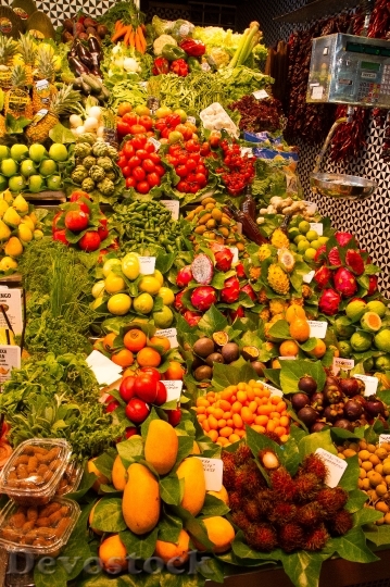 Devostock Fruit Market Colorful Exotic