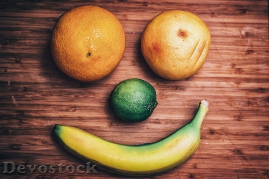 Devostock Fruit Smiley Face Food