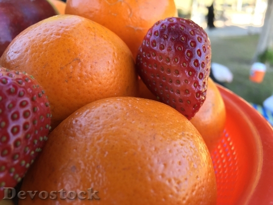 Devostock Fruit Strawberry Orange Food