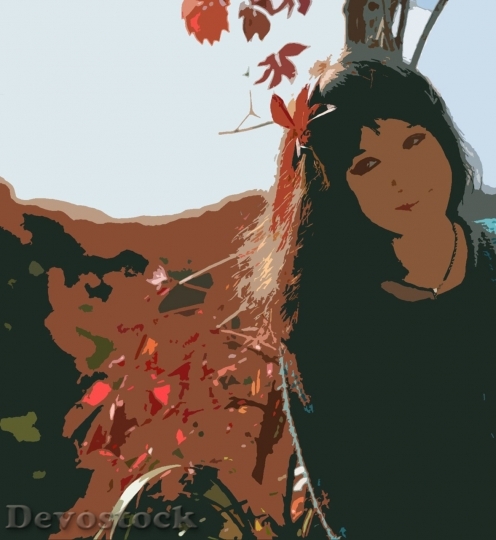 Devostock Girl Woman Cutout Autumn