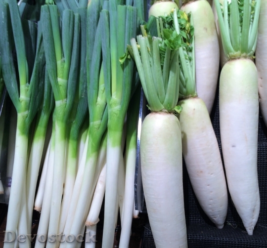 Devostock Green Onion Radish Vegetables