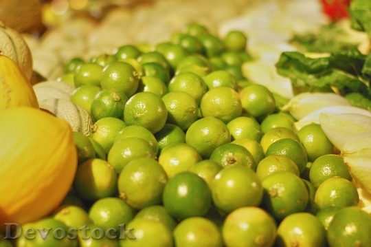 Devostock Greengrocers Fruit Limes Green