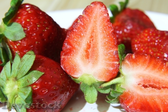 Devostock Half Strawberries Close Up