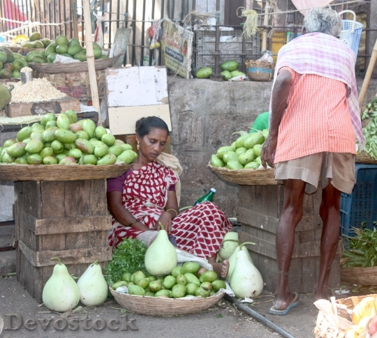 Devostock India Market Woman Man