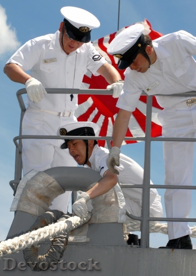 Devostock Japanese Navy Sailors Ship