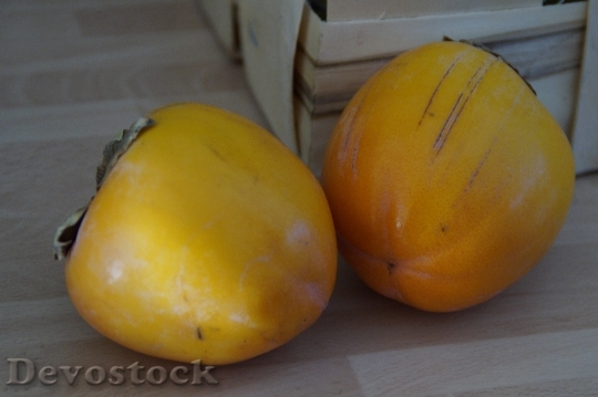 Devostock Kaki Fruit Fruits Two