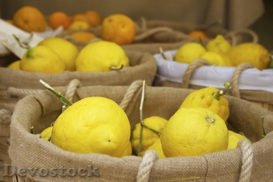 Devostock Lemons Market Fruit Yellow