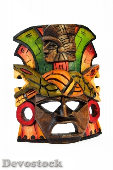 Devostock Mask Wooden Isolated Carved 0