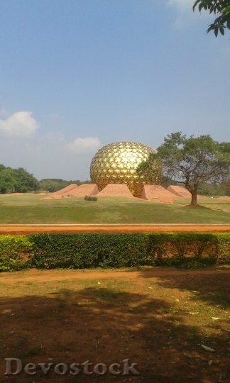 Devostock Matrimandir Pondicherry India Gold