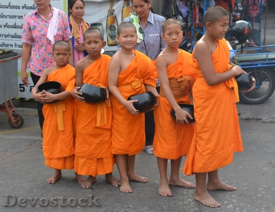 Devostock Monks Children Thailand Asia