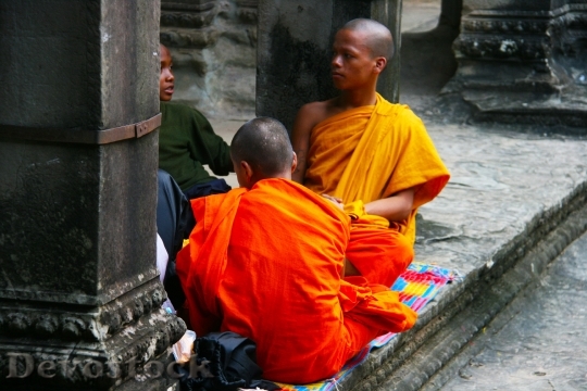 Devostock Monks Thailand Temple Orange