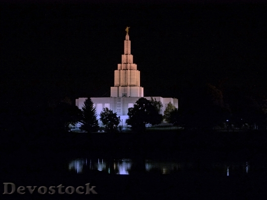 Devostock Mormon Temple Building Night