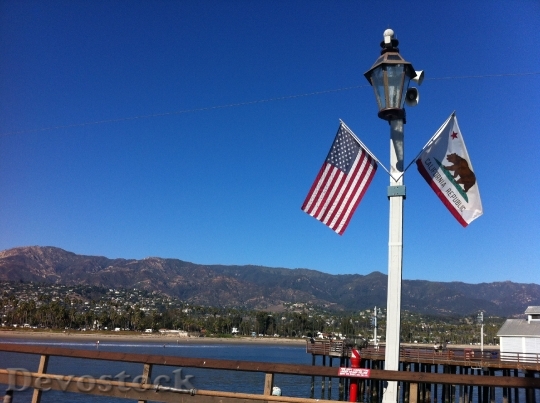 Devostock Place Pier California Flags