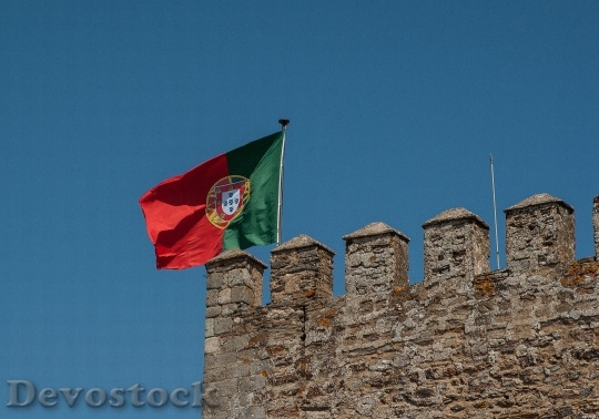 Devostock Portugal Flag Ramparts Castle