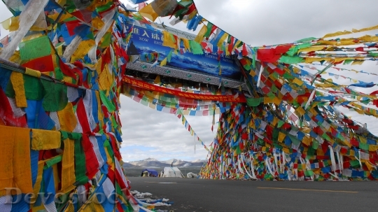 Devostock Prayer Flag Tibet Mountains