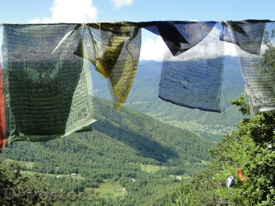 Devostock Prayer Flags Mountain Bhutan