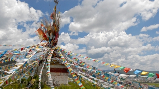Devostock Prayer Flags Tibet Landscape