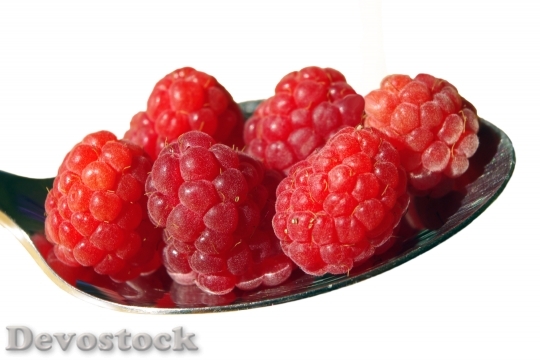 Devostock Raspberries Fruit Spoon Eat