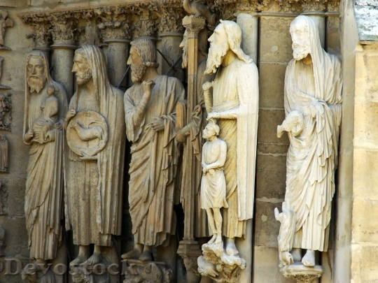 Devostock Reims Cathedral Statue Sculptures