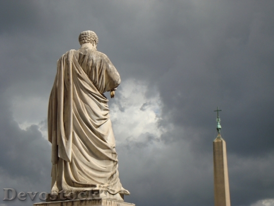 Devostock Santo Statue Storm Faith