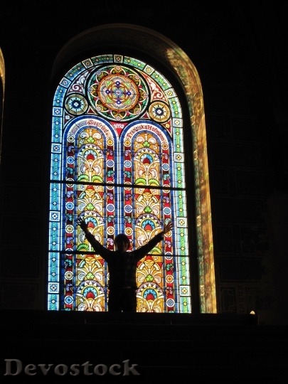 Devostock Stain Glass Window Jewish
