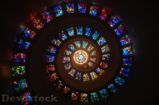 Devostock Stained Glass Spiral Circle