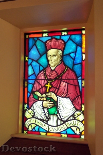 Devostock Stained Glass Window Pope