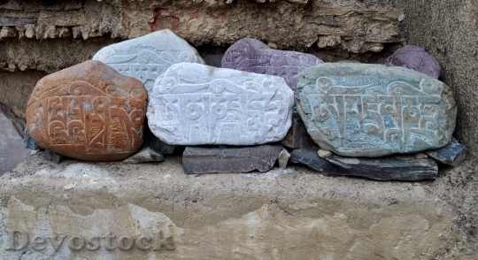 Devostock Stones Ladakh India Religion