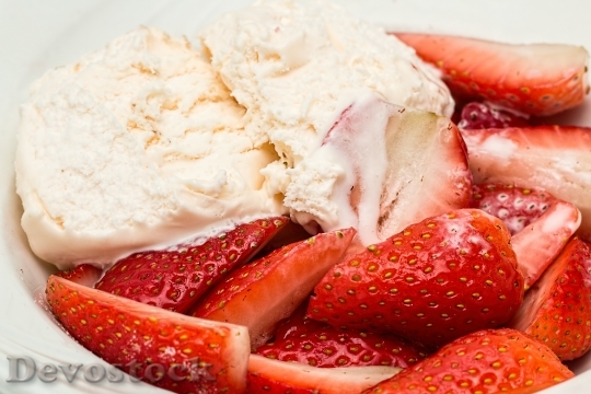 Devostock Strawberries Ice Cream Dessert