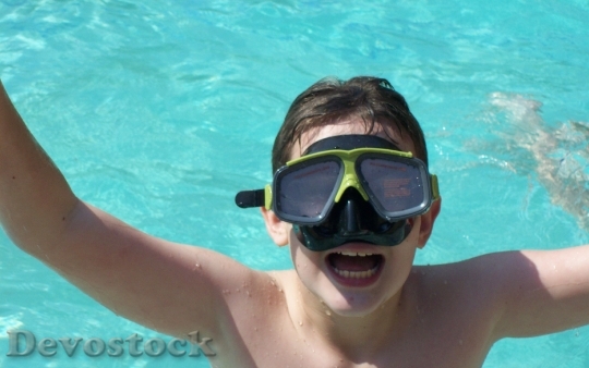 Devostock Swimming Diving Child Blue
