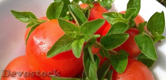 Devostock Tomatoes Basil Fruit Salad