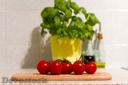 Devostock Tomatoes Vegetables Basil Food