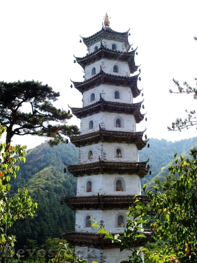 Devostock Tower Stupa Scenery Mountain