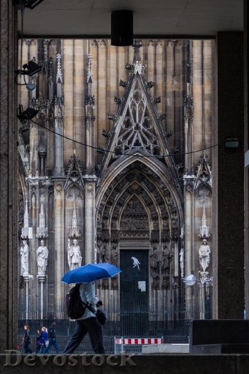 Devostock Umbrella Rain Church Cologne