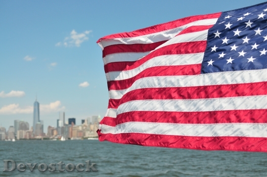 Devostock Usa Flag New York