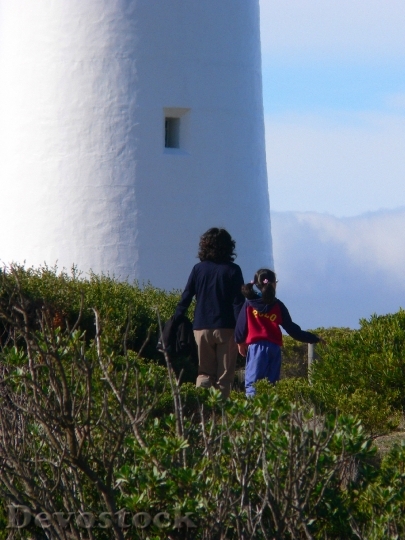 Devostock Woman Child Lighthouse Coastal
