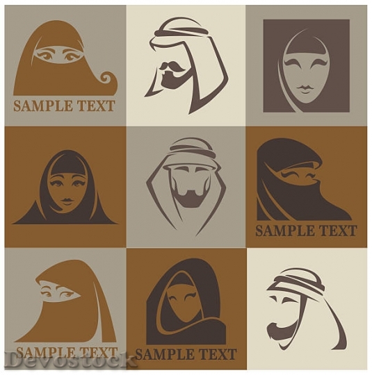 Devostock vector-muslim-faces-vector-emblems-collection-vect$1