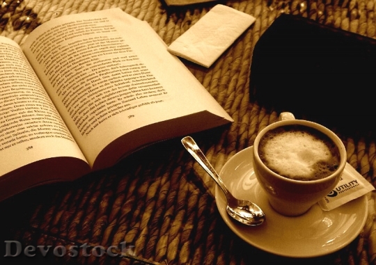 Devostock Book Coffee Espresso Sepia