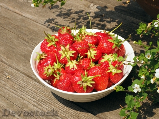 Devostock Bowl Strawberries Strawberry Food